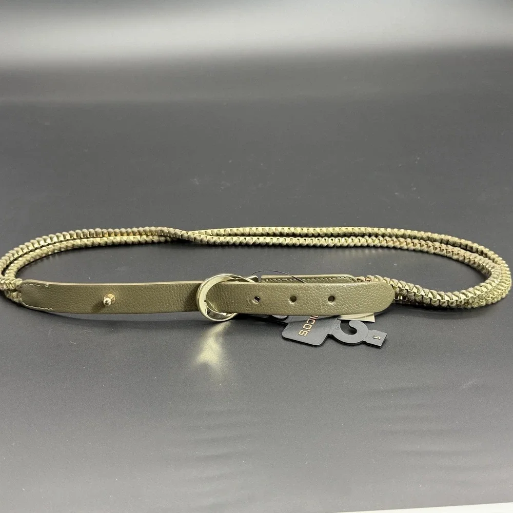 Chico's Women's Braided Gold Metal And Green Belt Small New‎ with Tags Beautiful